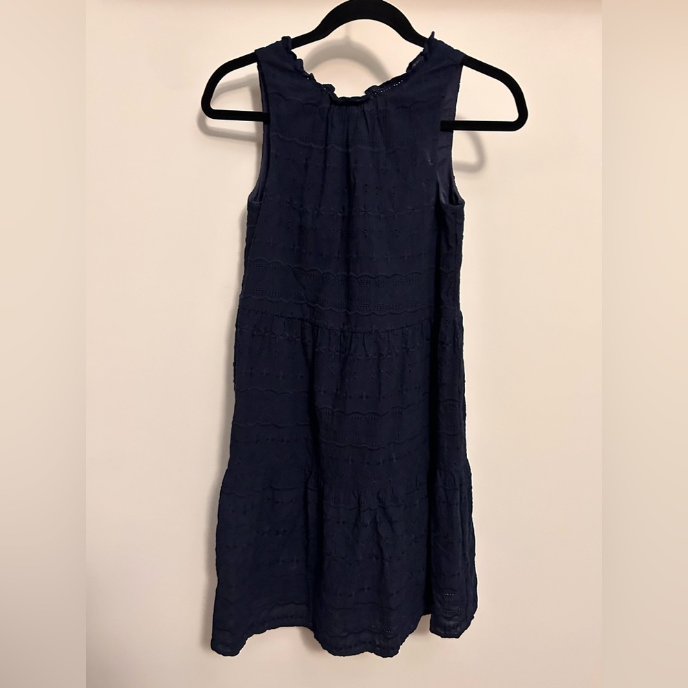 LOFT Navy Blue Embroidery Dress Lace